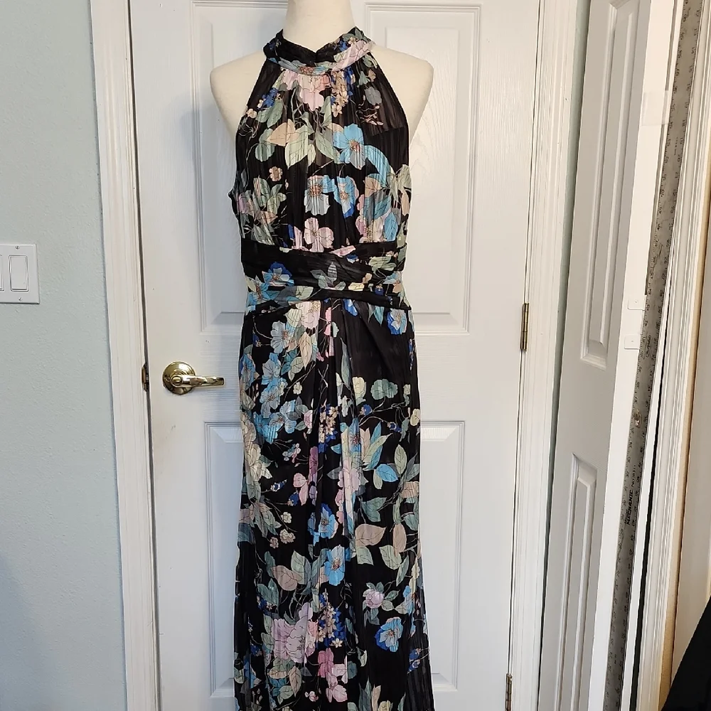 Adrianna Papell Black Floral Maxi Dress - Picture 1 of 12